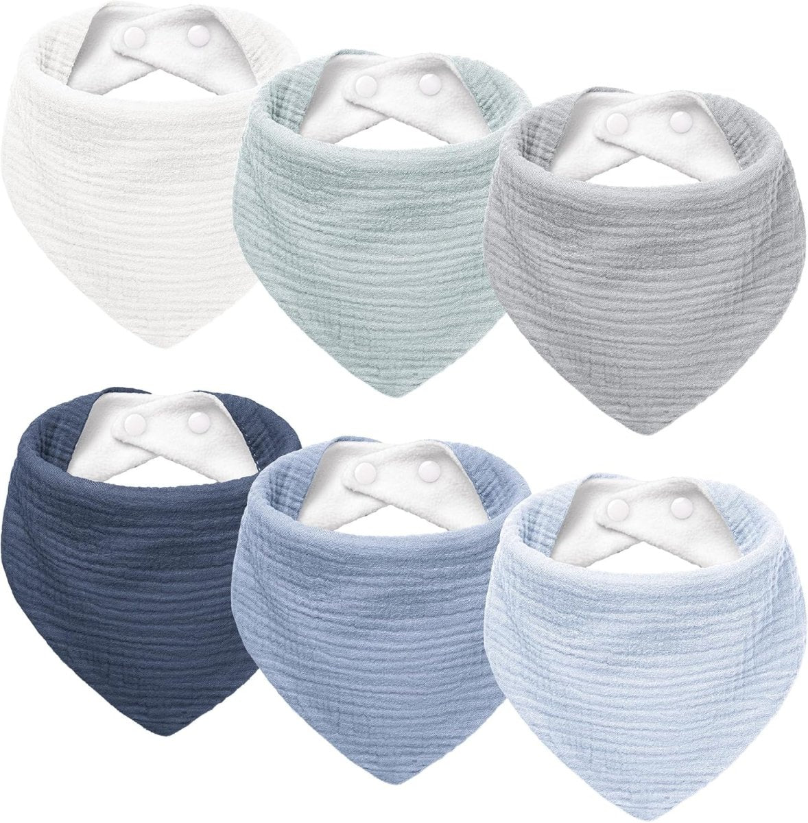 Susurration Muslin Baby Drool Bibs 6Pack Soft Triangular Adjustable Baby Bandana Bibs for Unisex Girls & Boys - LittleTreasures