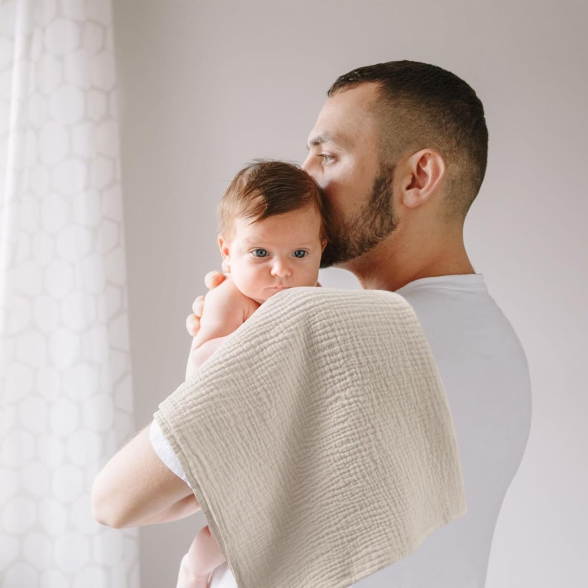 Susurration Muslin Baby Washcloths 23x23inch, Large Ultra - Absorbent 100% Cotton Baby Bath Wash Cloth Burp Cloth Soft Breathable Baby Face Towel for Newborn Baby Boy and Girl, 5Pack (Brown) - LittleTreasures