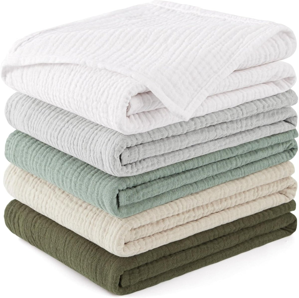 Susurration Muslin Baby Washcloths 23x23inch, Large Ultra - Absorbent 100% Cotton Baby Bath Wash Cloth Burp Cloth Soft Breathable Baby Face Towel for Newborn Baby Boy and Girl, 5Pack (Brown) - LittleTreasures