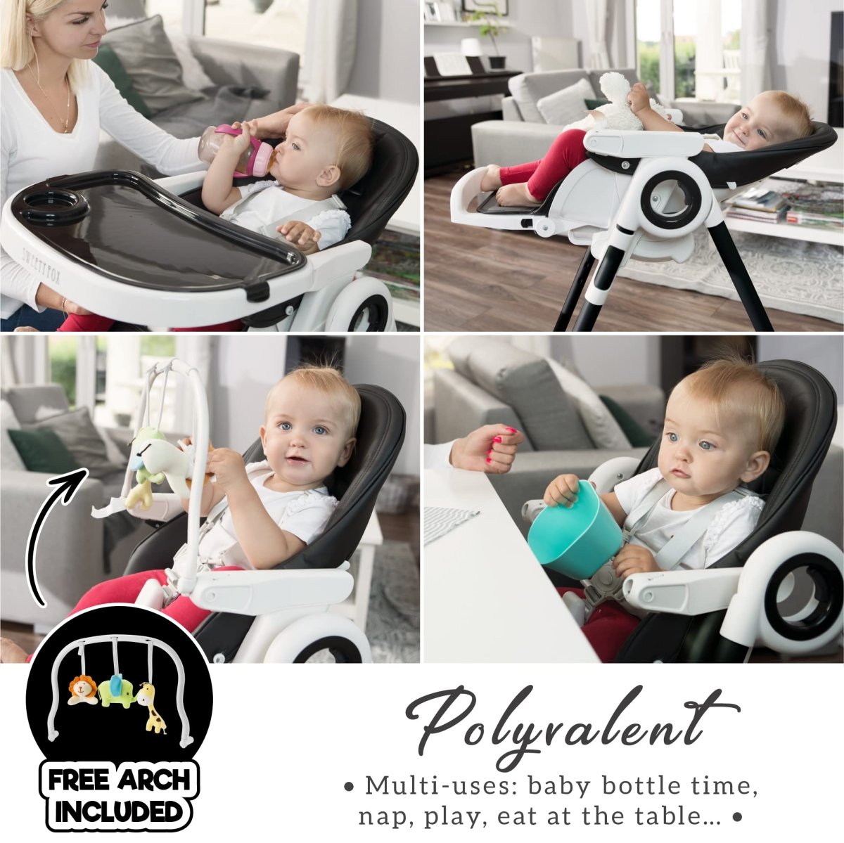 Sweety Fox Baby High Chair Adjustable to 7 Different Heights - Pink Baby Chair - Foldable High Chairs for Babies and Toddlers - LittleTreasures