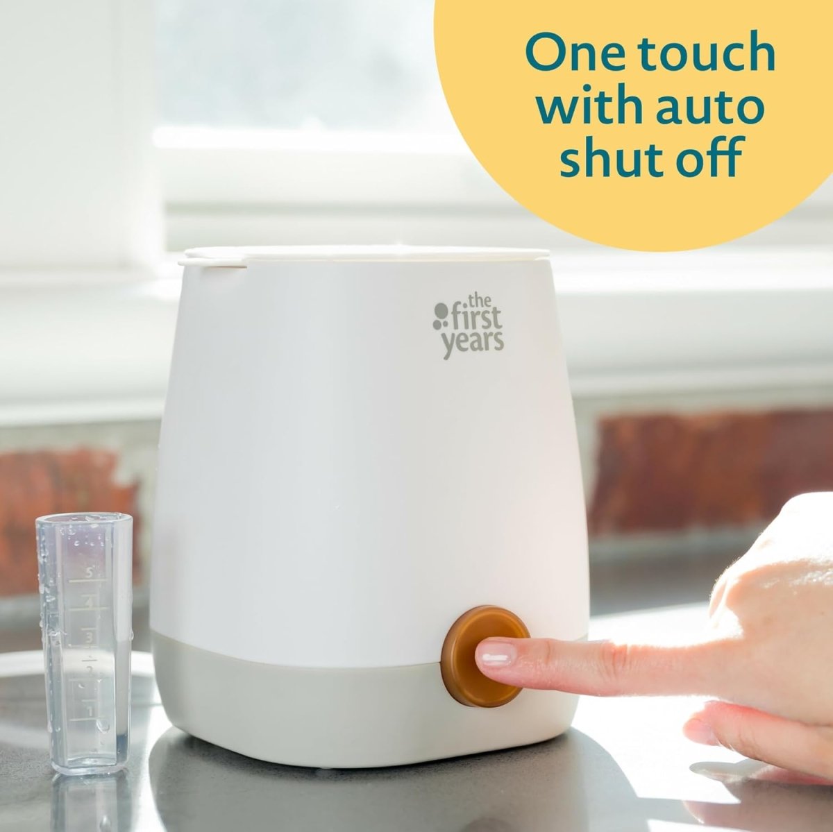 The First Years 2 - in - 1 Simple Serve Bottle Warmer Quickly Warm Bottles of Breastmilk or Formula Sanitize Pacifiers Compact Design Holds Wide Narrow and Angled Bottles - LittleTreasures