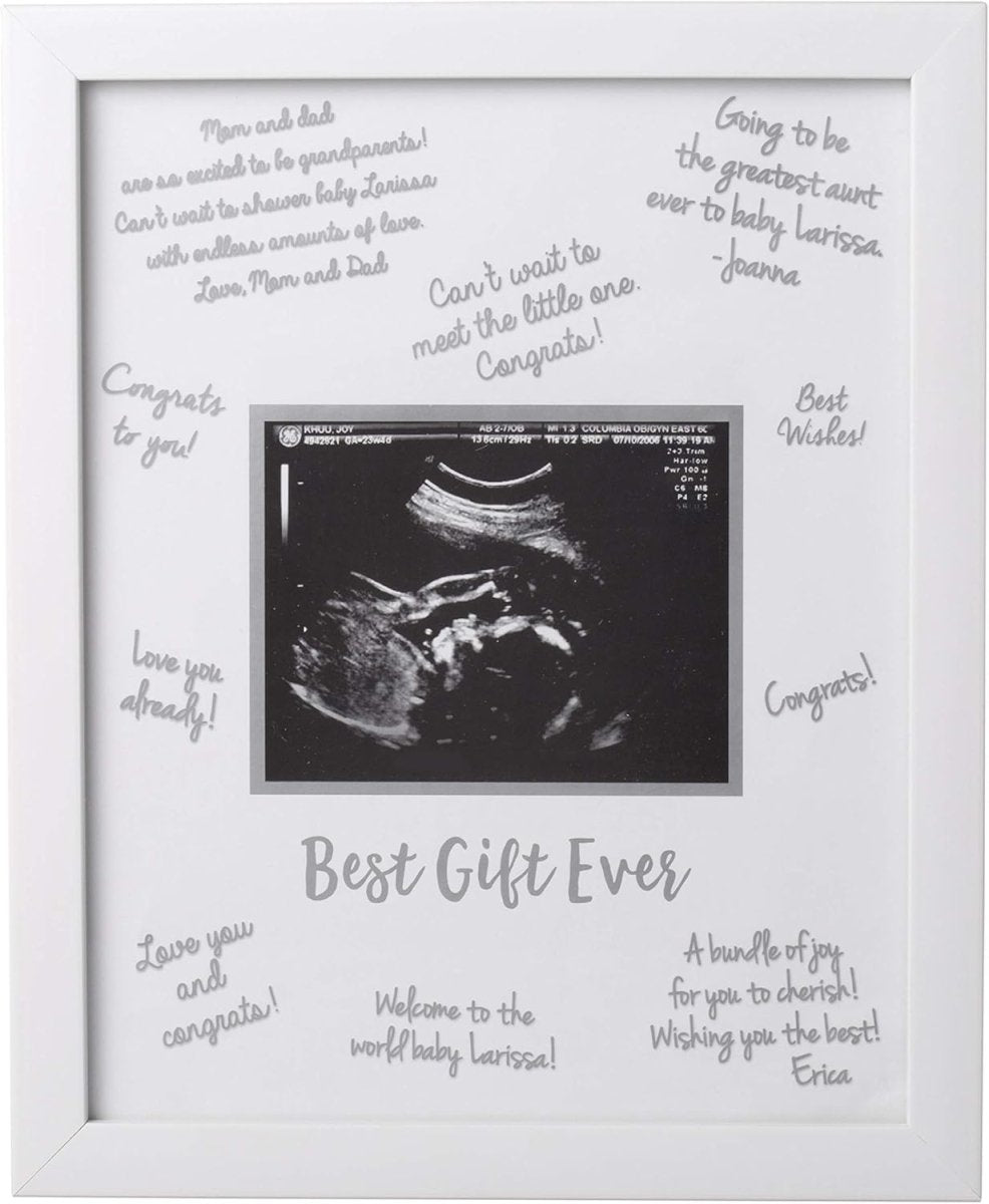 Tiny Ideas Sonogram Signature Frame Guest Book, Perfect for any Baby Registry, Marker Included For Guests to Leave Well - Wishes– Great for Celebrating Baby Showers or Birthdays, White - LittleTreasures
