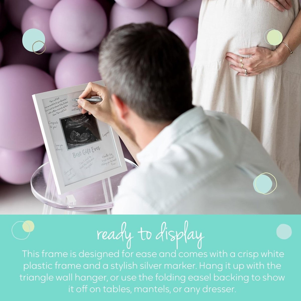 Tiny Ideas Sonogram Signature Frame Guest Book, Perfect for any Baby Registry, Marker Included For Guests to Leave Well - Wishes– Great for Celebrating Baby Showers or Birthdays, White - LittleTreasures