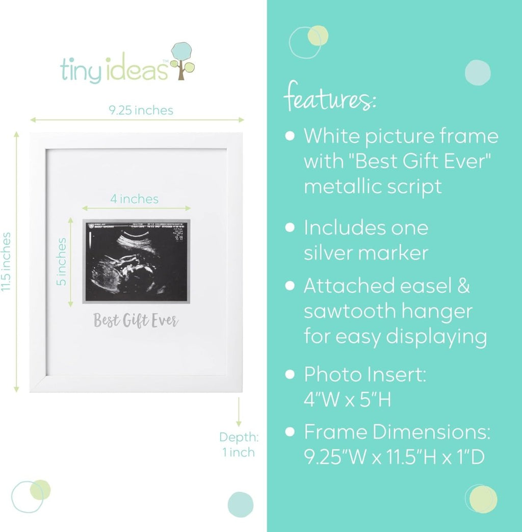 Tiny Ideas Sonogram Signature Frame Guest Book, Perfect for any Baby Registry, Marker Included For Guests to Leave Well - Wishes– Great for Celebrating Baby Showers or Birthdays, White - LittleTreasures