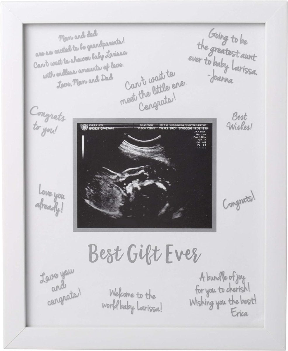 Tiny Ideas Sonogram Signature Frame Guest Book, Perfect for any Baby Registry, Marker Included For Guests to Leave Well - Wishes– Great for Celebrating Baby Showers or Birthdays, White - LittleTreasures