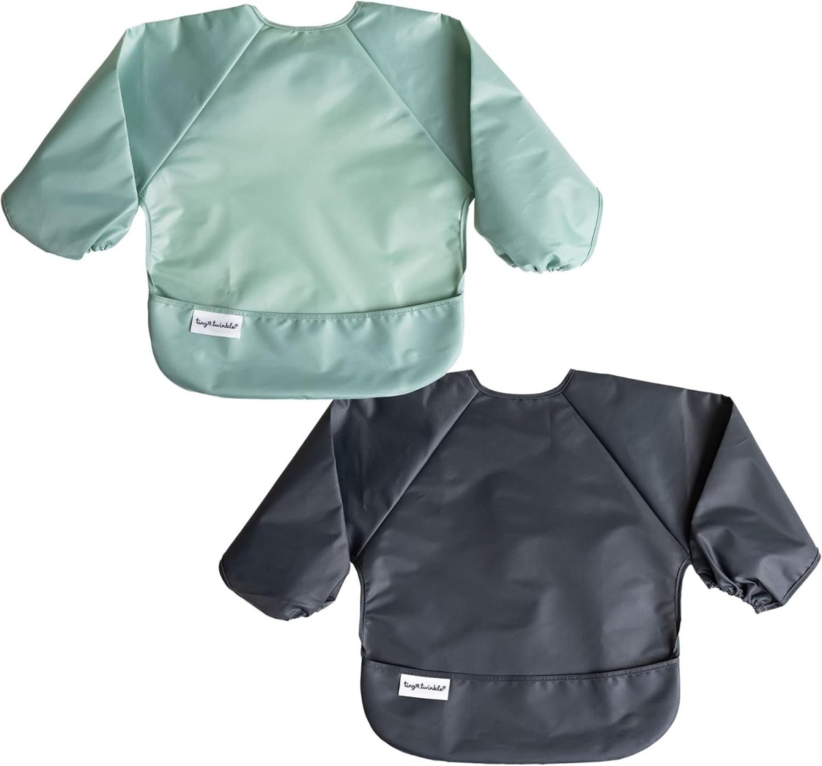 Tiny Twinkle Mess Proof Baby Bib, 2 Pack Long Sleeve Bib Outfit, Waterproof Bibs for Toddlers, Machine Washable, Tug Proof - LittleTreasures