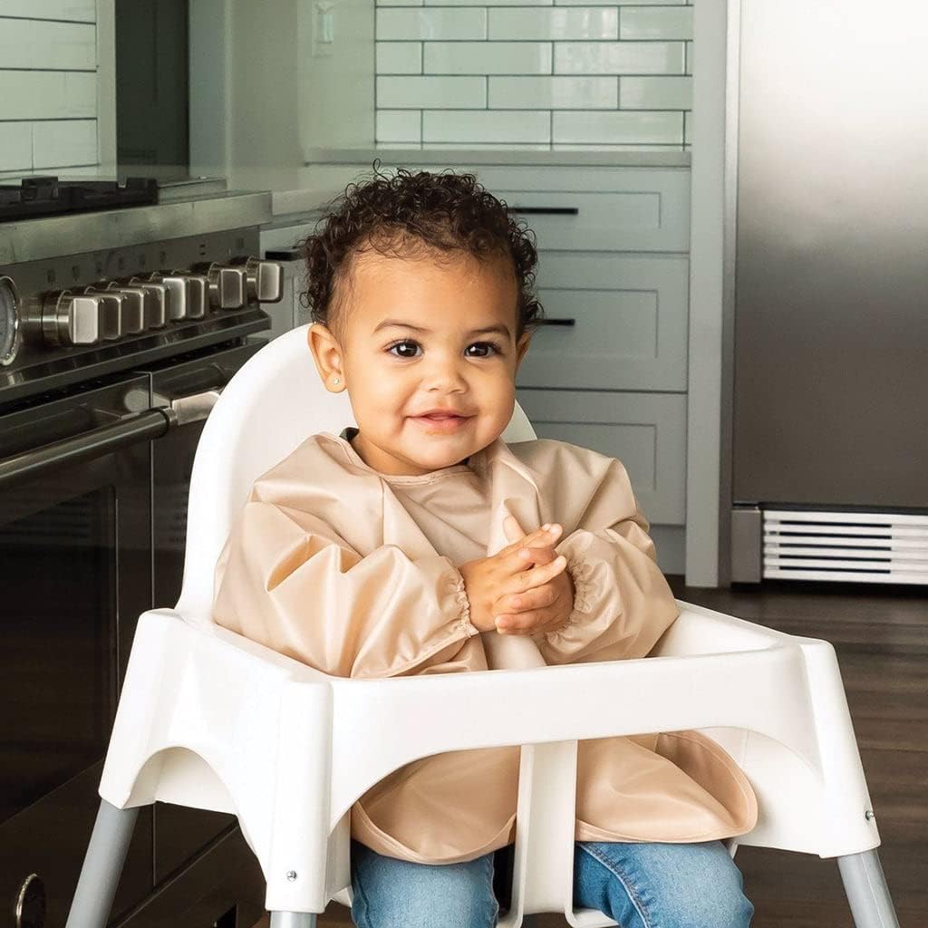 Tiny Twinkle Mess Proof Baby Bib, 2 Pack Long Sleeve Bib Outfit, Waterproof Bibs for Toddlers, Machine Washable, Tug Proof - LittleTreasures