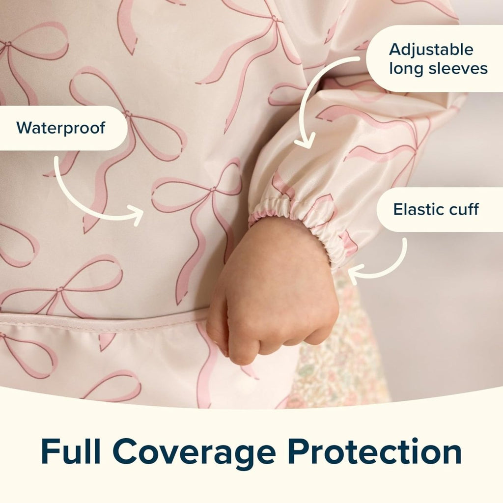 Tiny Twinkle Mess Proof Baby Bib, 2 Pack Long Sleeve Bib Outfit, Waterproof Bibs for Toddlers, Machine Washable, Tug Proof - LittleTreasures