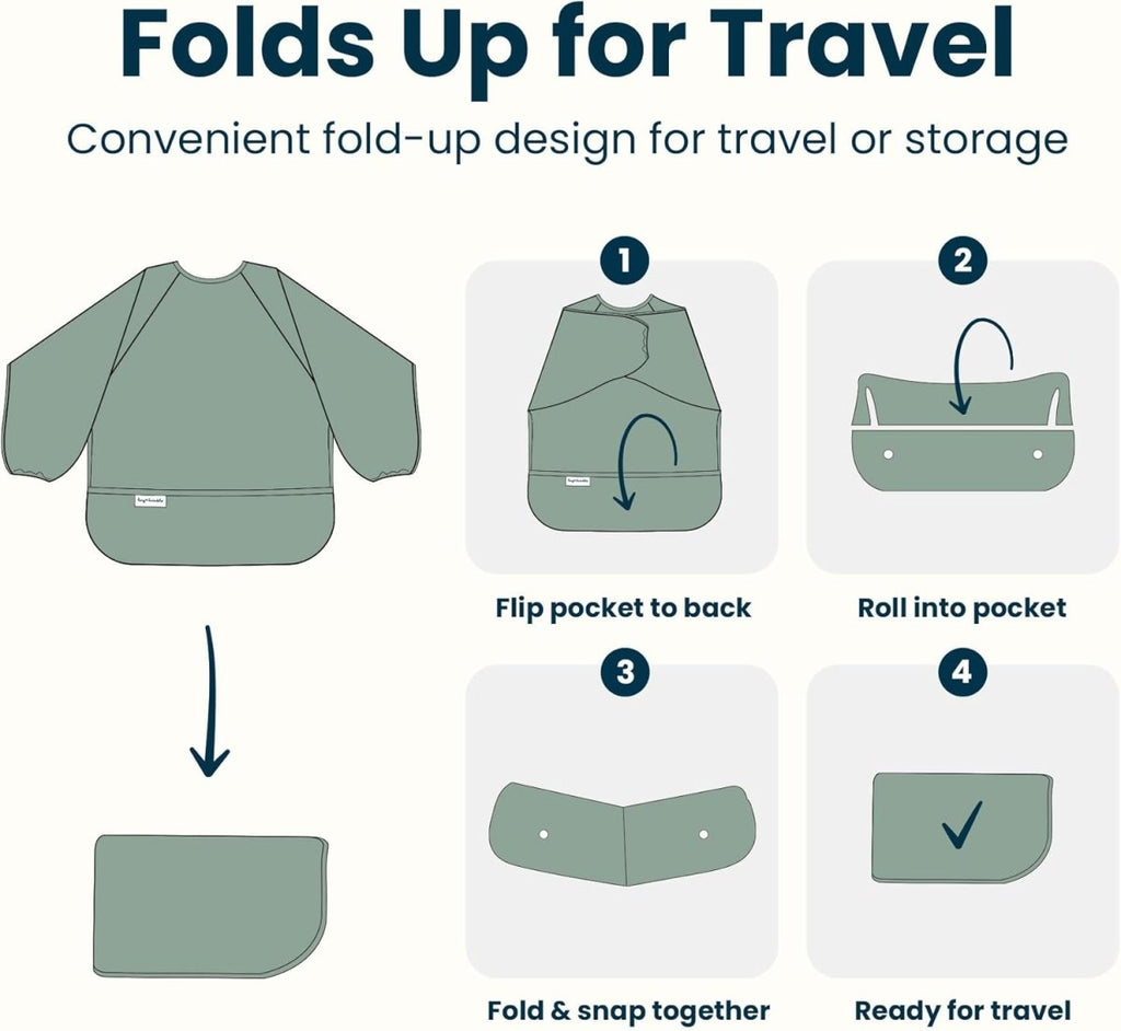 Tiny Twinkle Mess Proof Baby Bib, 2 Pack Long Sleeve Bib Outfit, Waterproof Bibs for Toddlers, Machine Washable, Tug Proof - LittleTreasures