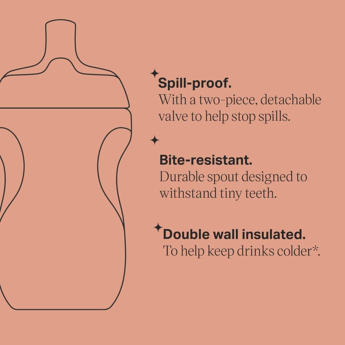 Tommee Tippee Insulated Sportee Bottle, 9oz, 12+ Months, Trainer Sippy Cup for Toddlers, Spill - Proof, Easy to Hold Handle, Pack of 2 - LittleTreasures