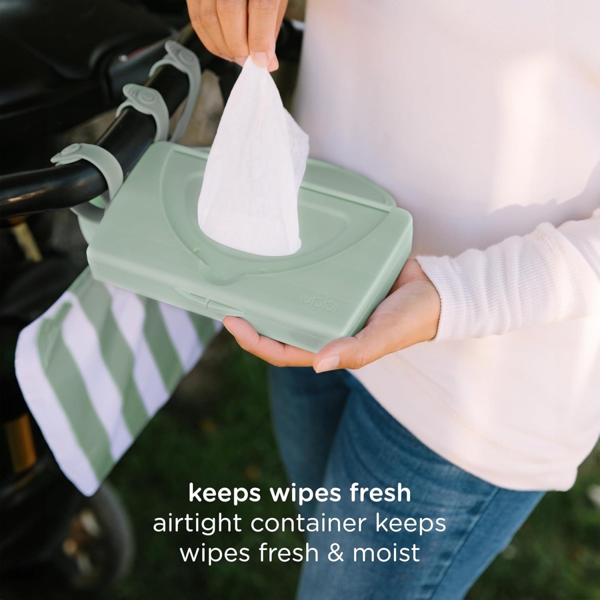 Ubbi On - The - Go Baby Wipes Dispenser, Portable Wipes Container for Travel, Diaper Bag Accessory Must Have for Newborns, Reusable Wipes Holder - LittleTreasures