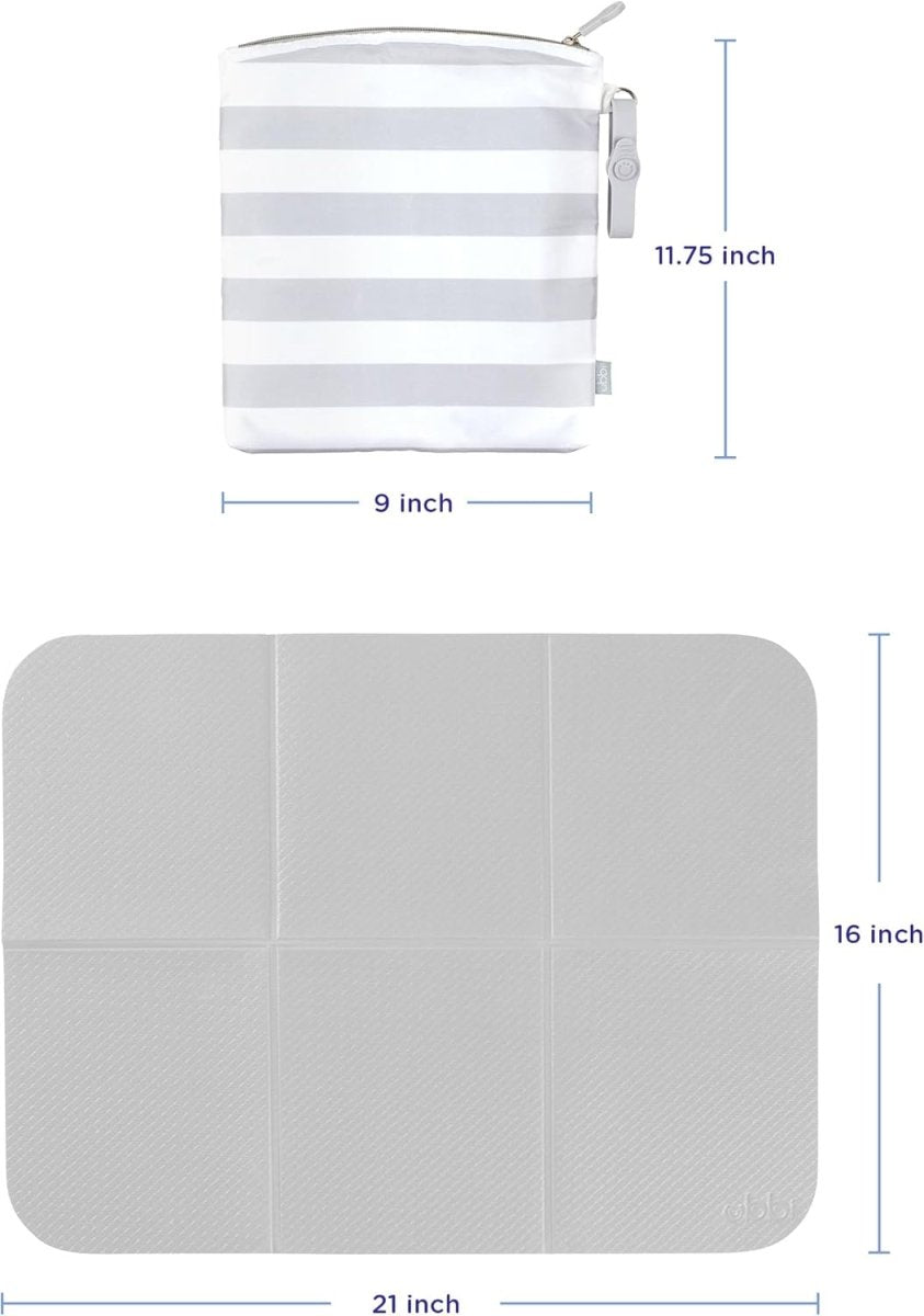 Ubbi Portable Changing Mat with Gray and White Storage Bag, Gray - LittleTreasures