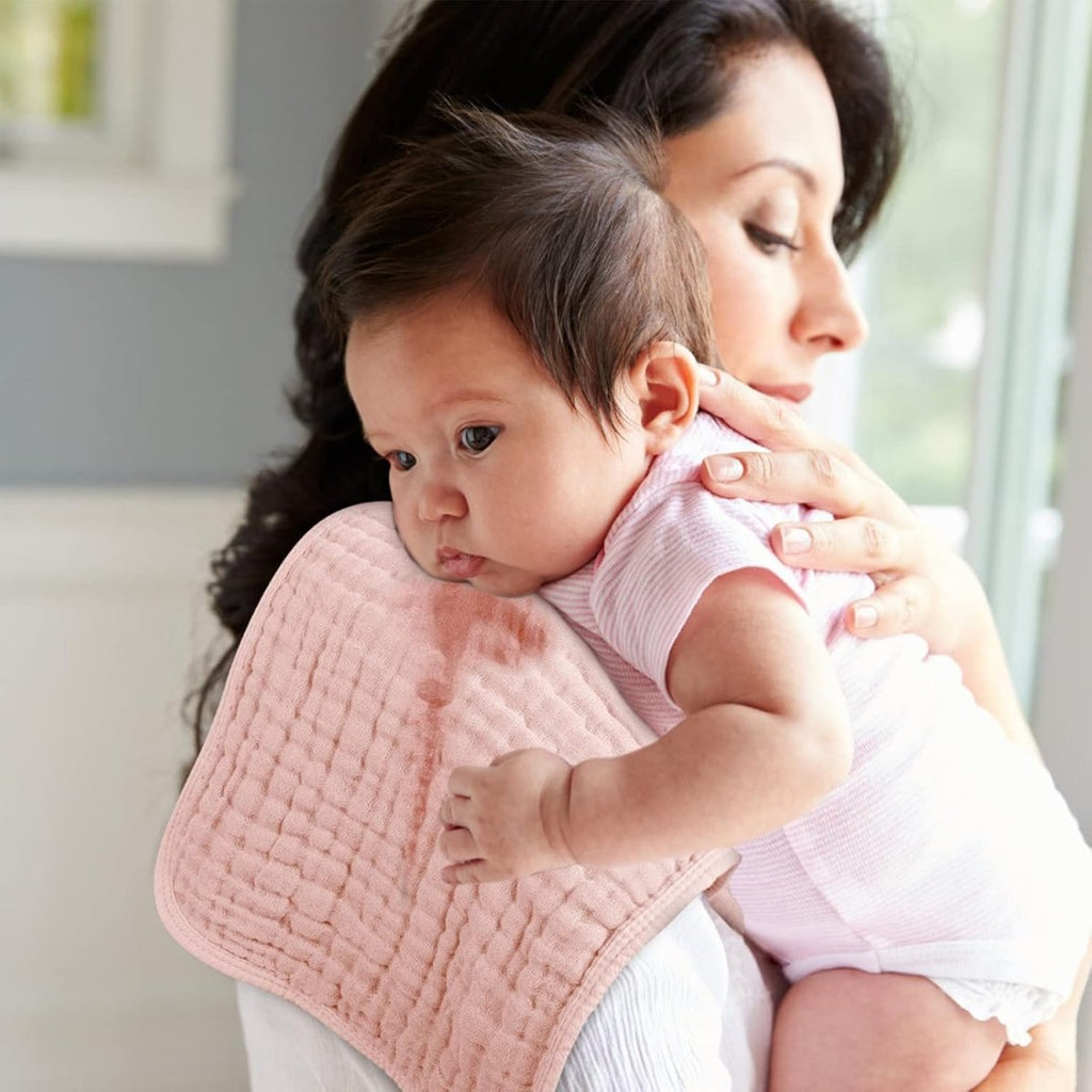 Ultra - Soft 100% Cotton Muslin Baby Burp Cloths - 6 Layer Absorbency - LittleTreasures