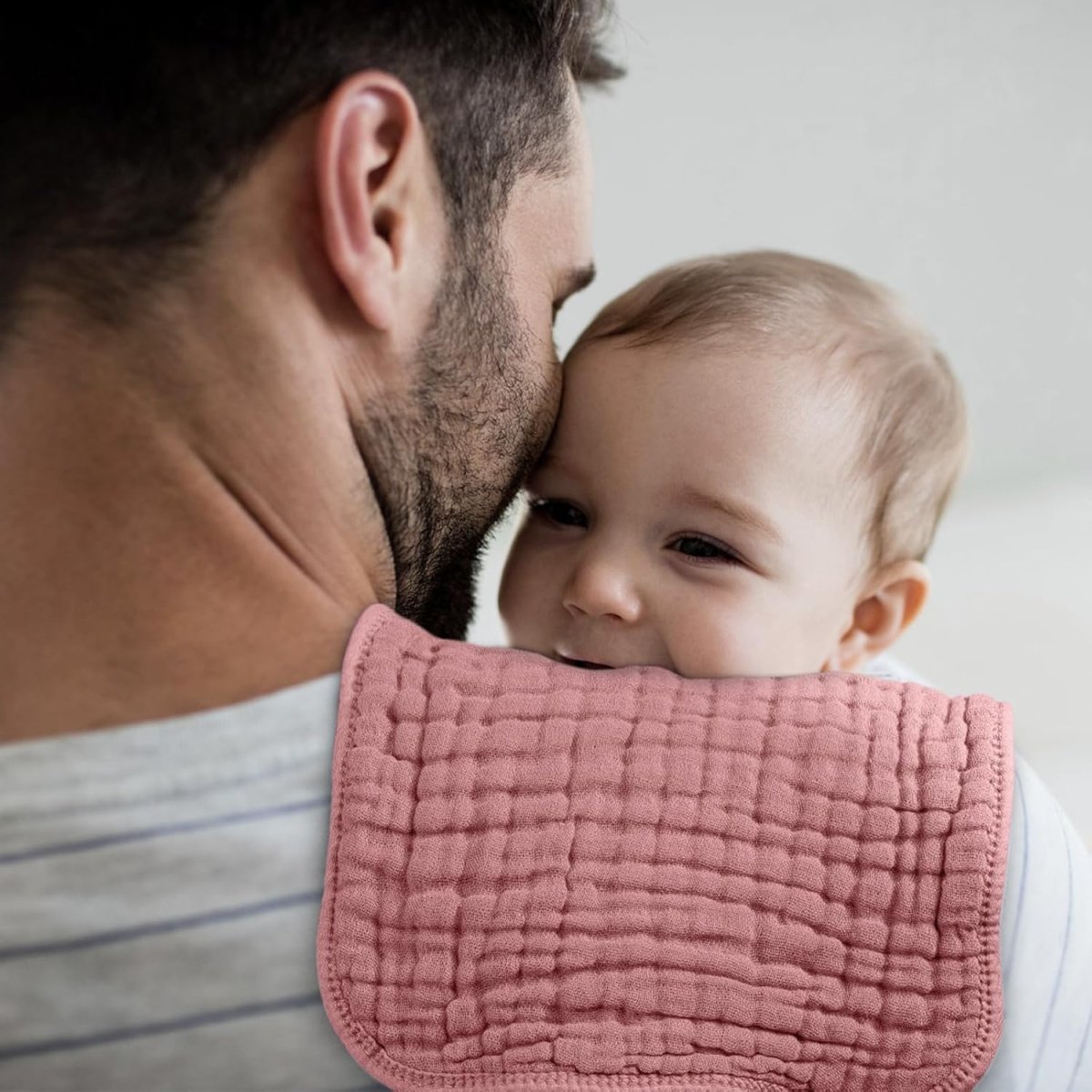 Ultra - Soft 100% Cotton Muslin Baby Burp Cloths - 6 Layer Absorbency - LittleTreasures