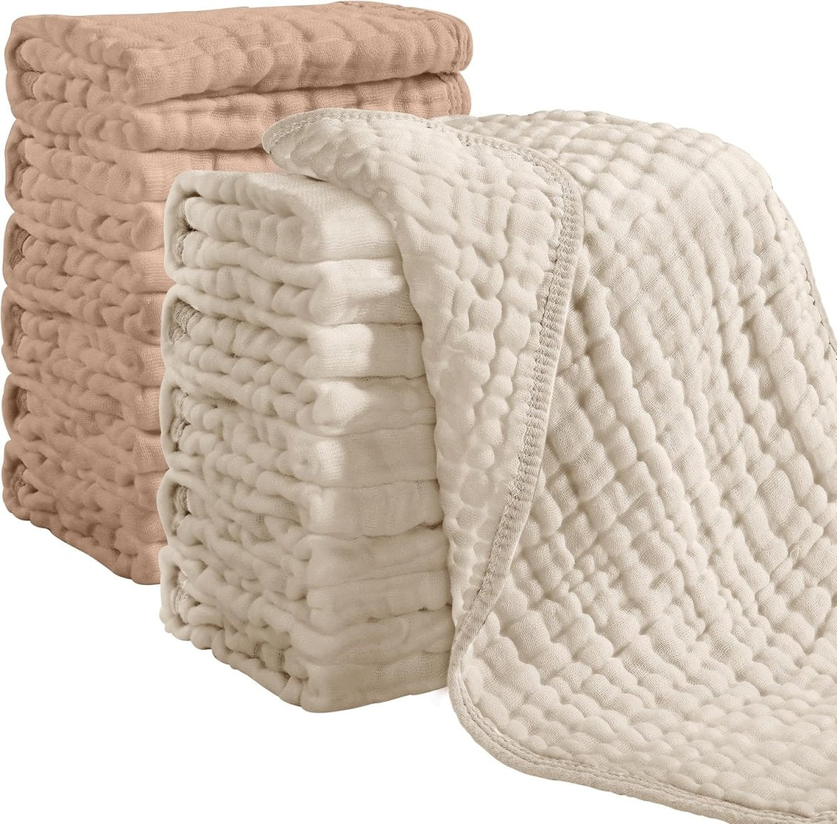 Ultra - Soft 100% Cotton Muslin Baby Burp Cloths - 6 Layer Absorbency - LittleTreasures