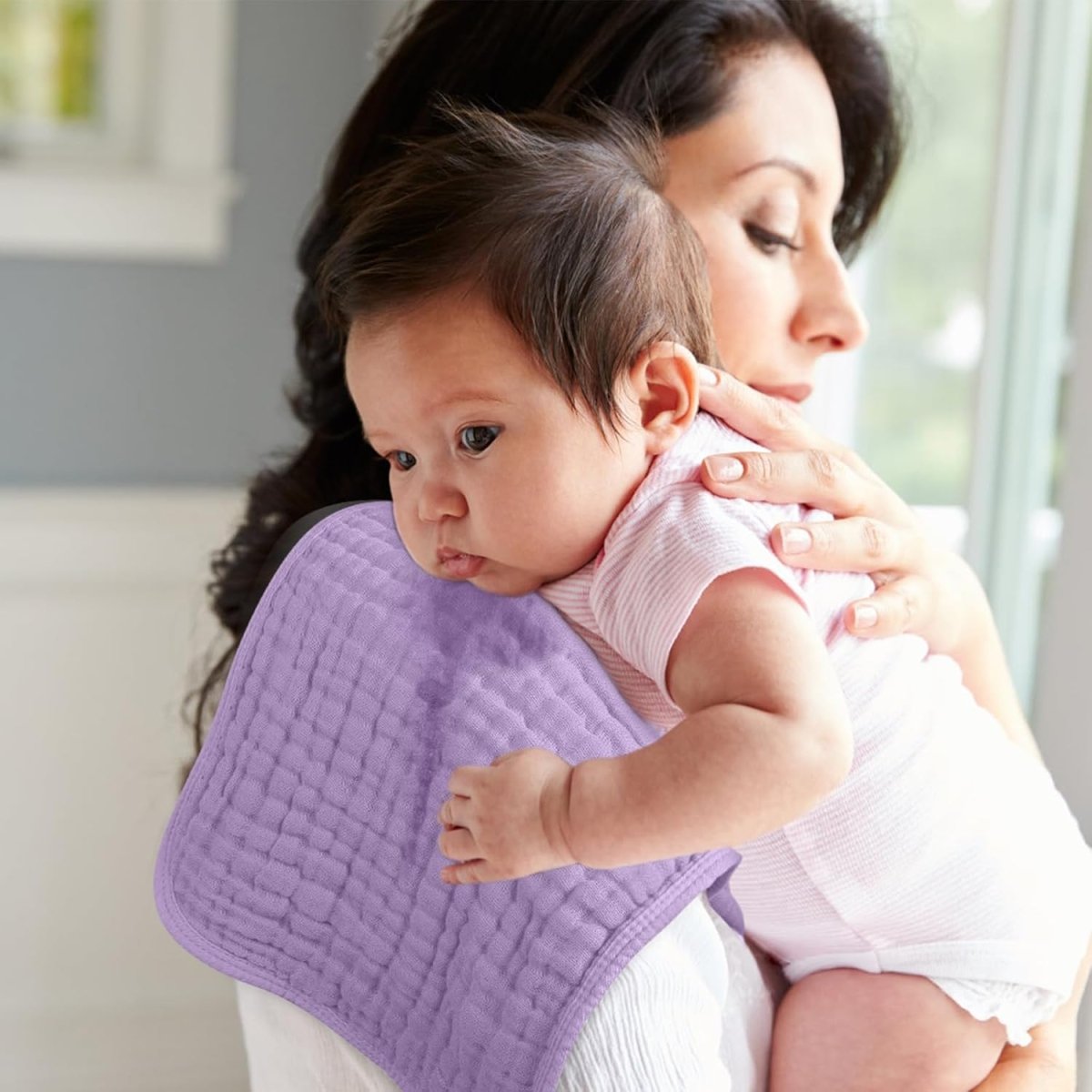 Ultra - Soft Organic Cotton Muslin Baby Burp Cloths - 6 Layer Absorbent - LittleTreasures