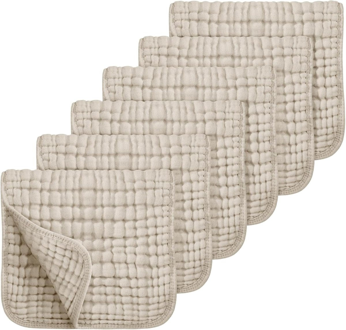 Ultra - Soft Organic Cotton Muslin Baby Burp Cloths - 6 Layer Absorbent - LittleTreasures