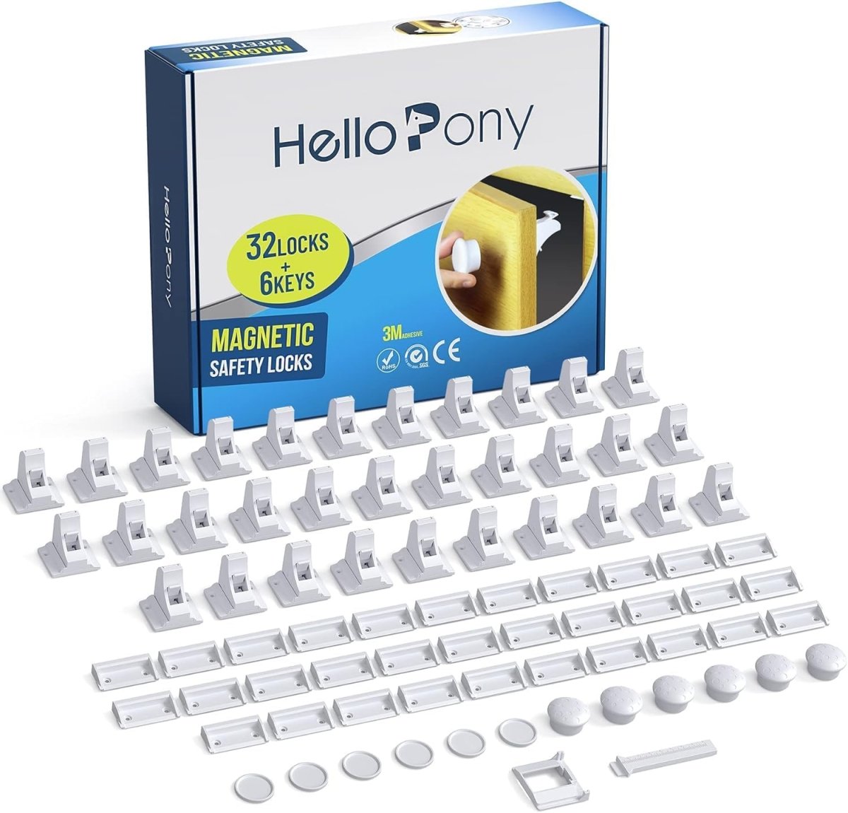 Upgraded Magnetic Cabinet Locks (32Locks and 6 Keys) Baby Proofing Magnetic Safety Locks with strong Adhesive, One Minute Fast, Easy and No Drill Installation … - LittleTreasures