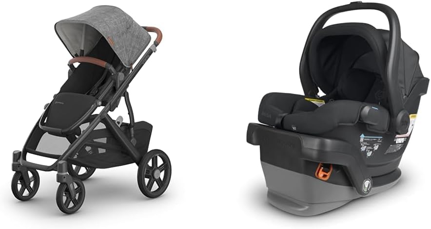 UPPAbaby Travel System - Vista V3 Stroller+Mesa V2 Jake Infant Car Seat Combo - Toddler Seat, Rain Shield, Bug Shield, Storage Bag, Car Seat, Base+Infant Insert Included - Greyson (Charcoal Mélange) - LittleTreasures