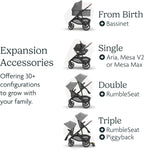 UPPAbaby Vista V3 Stroller - Full - Size Single - to - Double Stroller System - Toddler Seat, Bug Shield, Rain Shield, and Storage Bag Included - Gwen (Green Mélange/Carbon Frame/Saddle Leather) - LittleTreasures