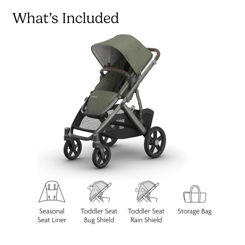 UPPAbaby Vista V3 Stroller - Full - Size Single - to - Double Stroller System - Toddler Seat, Bug Shield, Rain Shield, and Storage Bag Included - Jake (Charcoal/Carbon Frame/Black Leather) - LittleTreasures