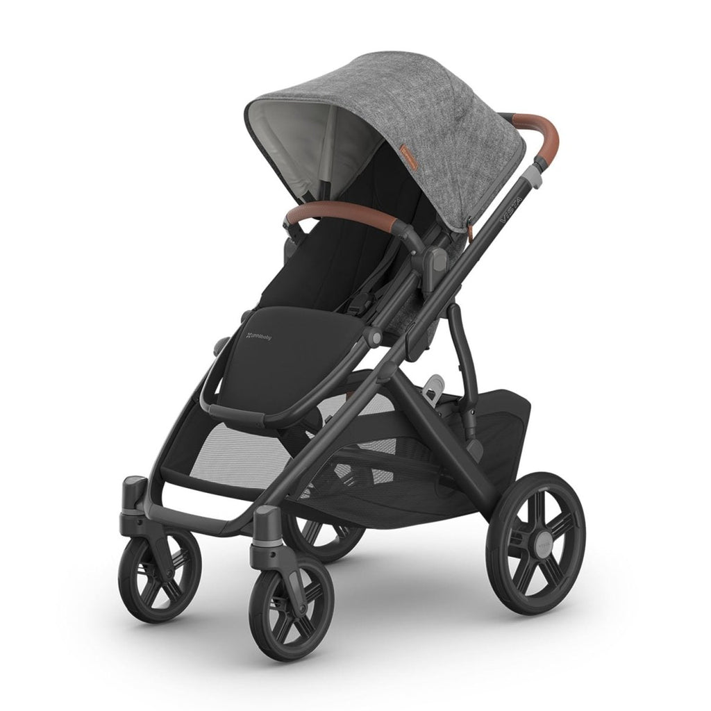 UPPAbaby Vista V3 Stroller - Full - Size Single - to - Double Stroller System - Toddler Seat, Bug Shield, Rain Shield, and Storage Bag Included - Jake (Charcoal/Carbon Frame/Black Leather) - LittleTreasures