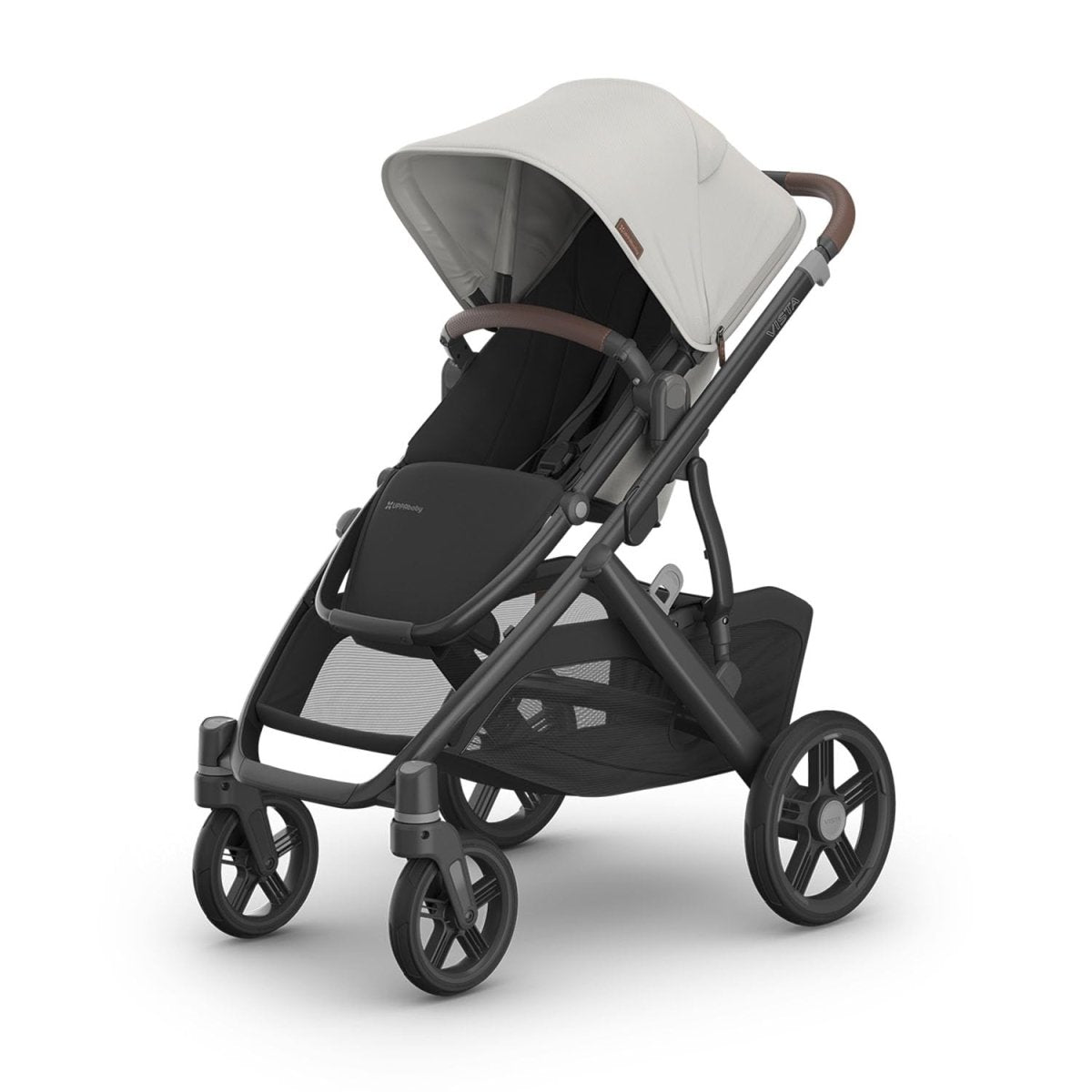 UPPAbaby Vista V3 Stroller - Full - Size Single - to - Double Stroller System - Toddler Seat, Bug Shield, Rain Shield, and Storage Bag Included - Jake (Charcoal/Carbon Frame/Black Leather) - LittleTreasures