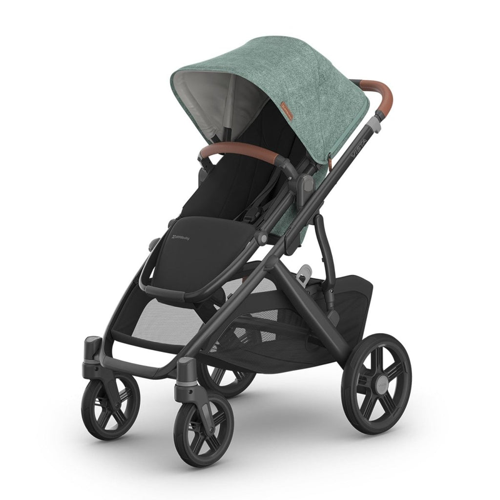 UPPAbaby Vista V3 Stroller - Full - Size Single - to - Double Stroller System - Toddler Seat, Bug Shield, Rain Shield, and Storage Bag Included - Jake (Charcoal/Carbon Frame/Black Leather) - LittleTreasures