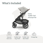 UPPAbaby Vista V3 Stroller - Full - Size Single - to - Double Stroller System - Toddler Seat, Bug Shield, Rain Shield, and Storage Bag Included - Jake (Charcoal/Carbon Frame/Black Leather) - LittleTreasures