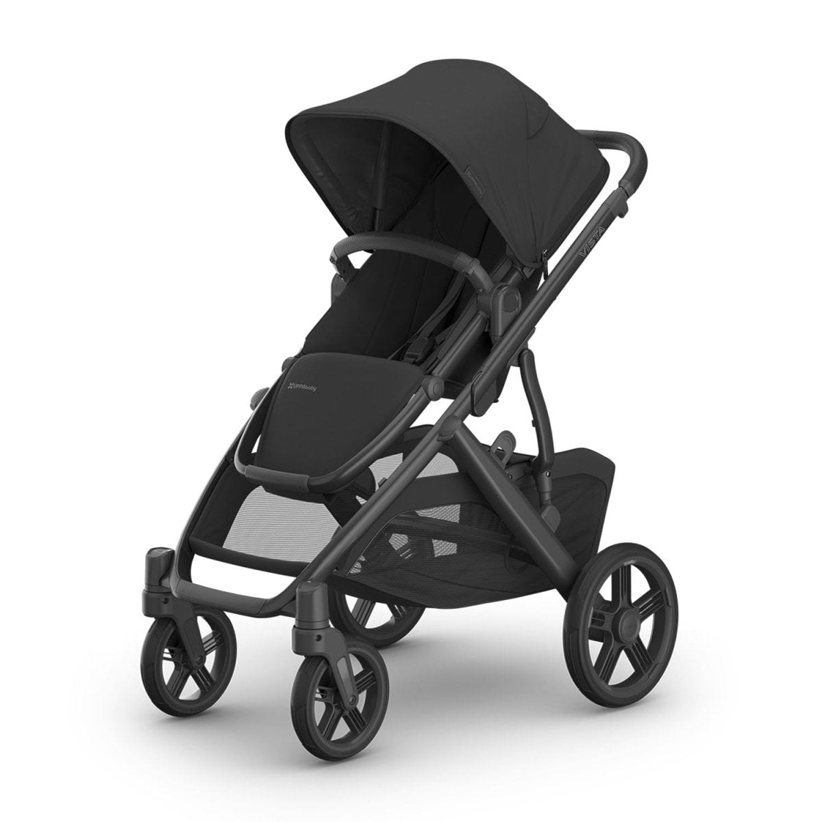 UPPAbaby Vista V3 Stroller - Full - Size Single - to - Double Stroller System - Toddler Seat, Bug Shield, Rain Shield, and Storage Bag Included - Jake (Charcoal/Carbon Frame/Black Leather) - LittleTreasures