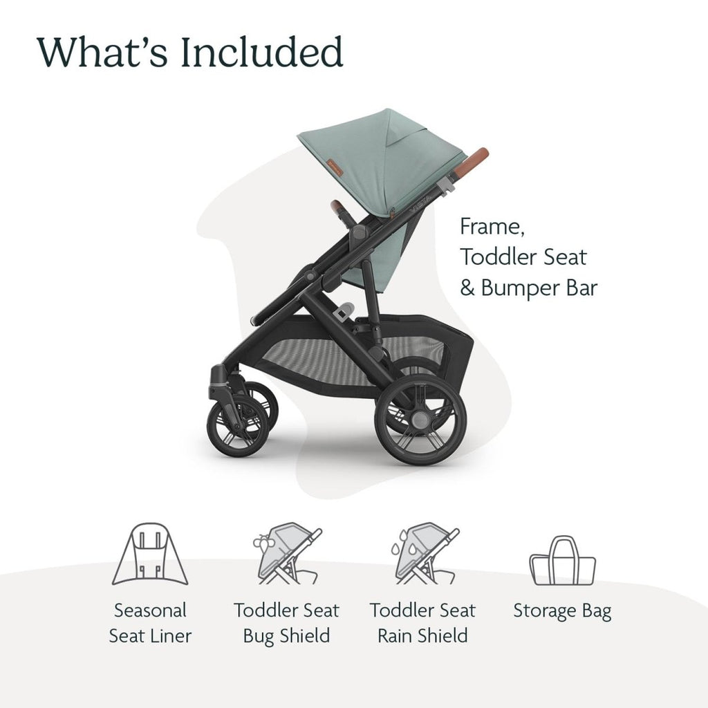 UPPAbaby Vista V3 Stroller - Full - Size Single - to - Double Stroller System - Toddler Seat, Bug Shield, Rain Shield, and Storage Bag Included - Jake (Charcoal/Carbon Frame/Black Leather) - LittleTreasures