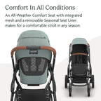 UPPAbaby Vista V3 Stroller - Full - Size Single - to - Double Stroller System - Toddler Seat, Bug Shield, Rain Shield, and Storage Bag Included - Jake (Charcoal/Carbon Frame/Black Leather) - LittleTreasures