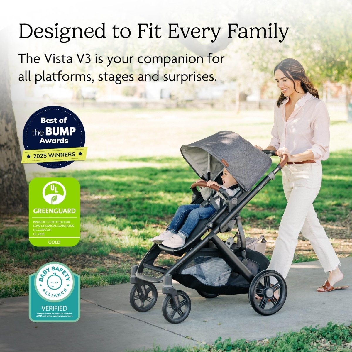 UPPAbaby Vista V3 Stroller - Full - Size Single - to - Double Stroller System - Toddler Seat, Bug Shield, Rain Shield, and Storage Bag Included - Jake (Charcoal/Carbon Frame/Black Leather) - LittleTreasures