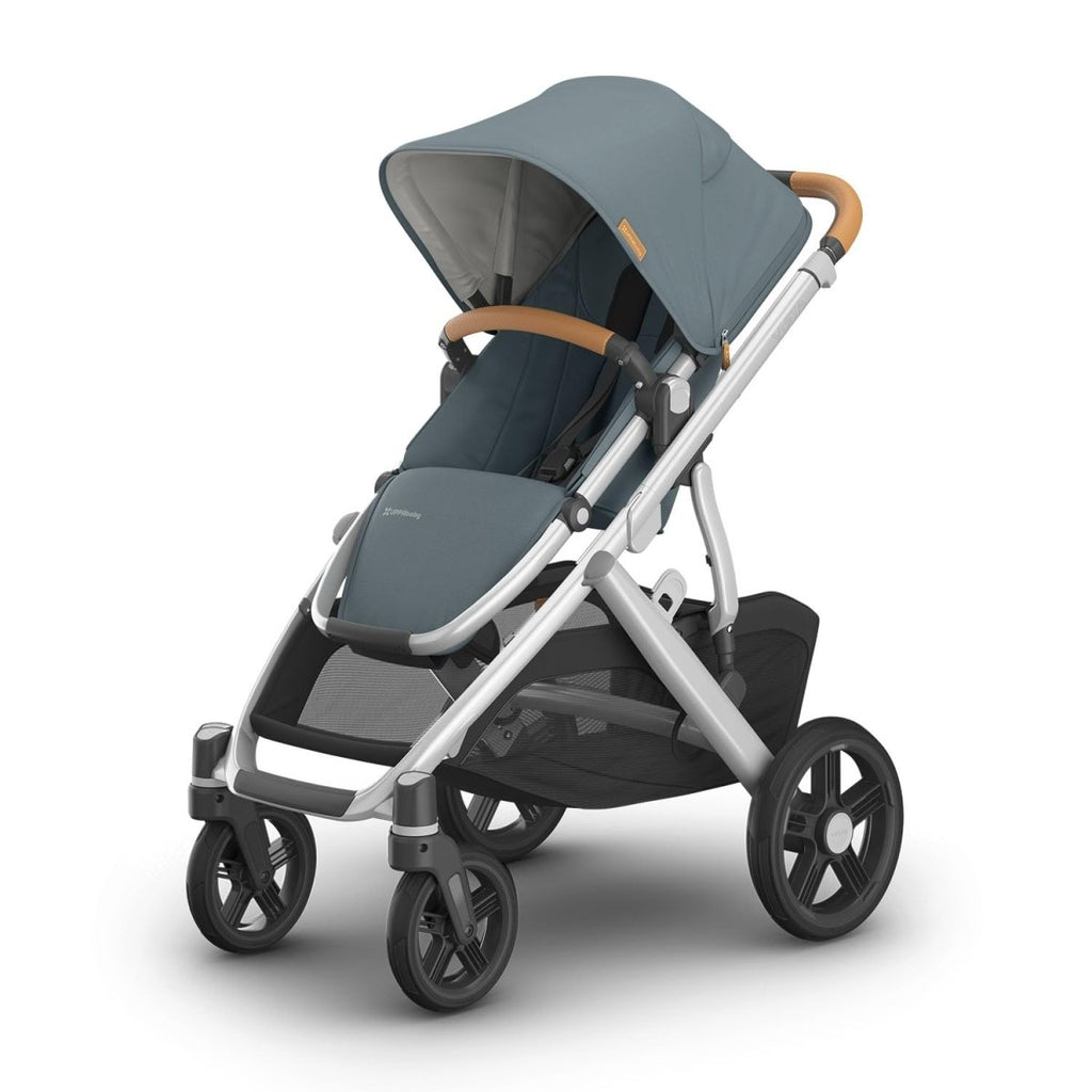 UPPAbaby Vista V3 Stroller - Full - Size Single - to - Double Stroller System - Toddler Seat, Bug Shield, Rain Shield, and Storage Bag Included - Jake (Charcoal/Carbon Frame/Black Leather) - LittleTreasures