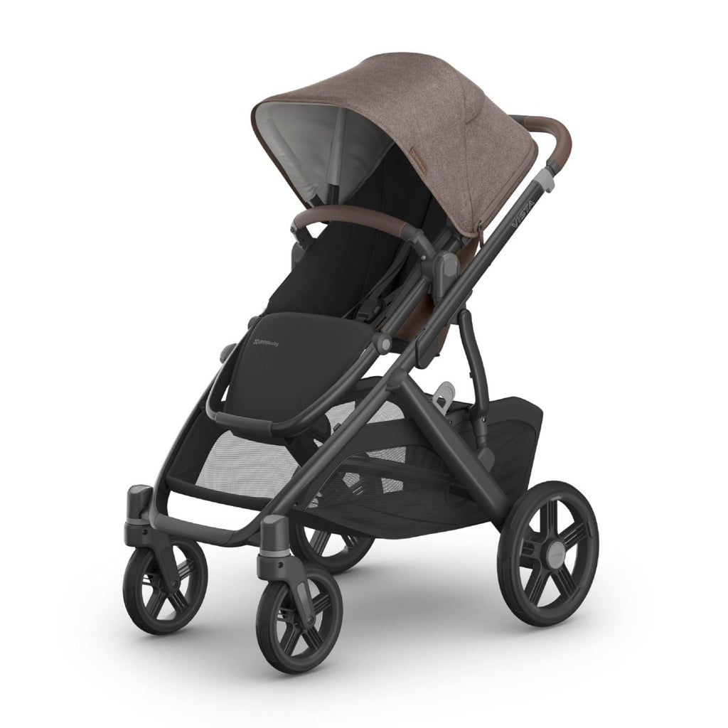 UPPAbaby Vista V3 Stroller - Full - Size Single - to - Double Stroller System - Toddler Seat, Bug Shield, Rain Shield, and Storage Bag Included - Jake (Charcoal/Carbon Frame/Black Leather) - LittleTreasures
