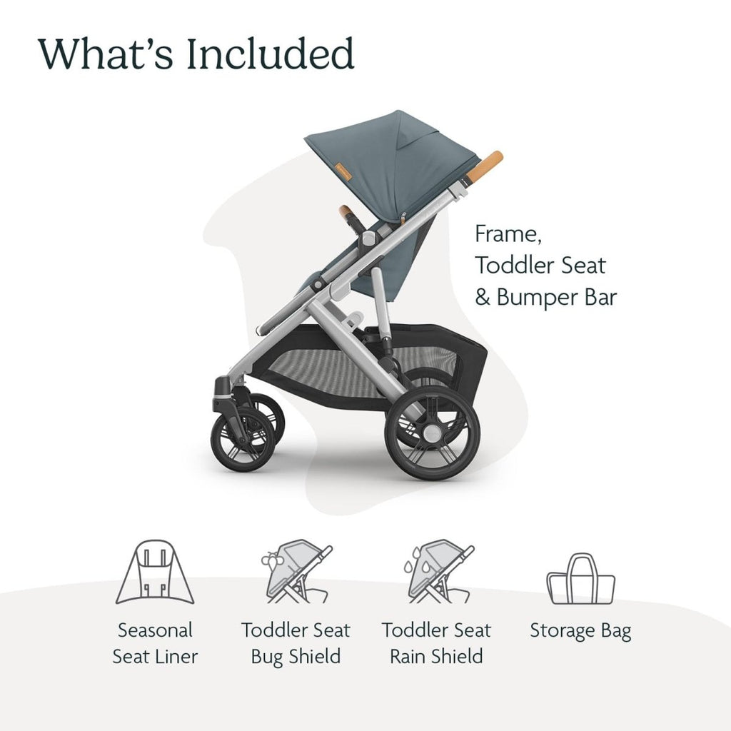 UPPAbaby Vista V3 Stroller - Full - Size Single - to - Double Stroller System - Toddler Seat, Bug Shield, Rain Shield, and Storage Bag Included - Jake (Charcoal/Carbon Frame/Black Leather) - LittleTreasures