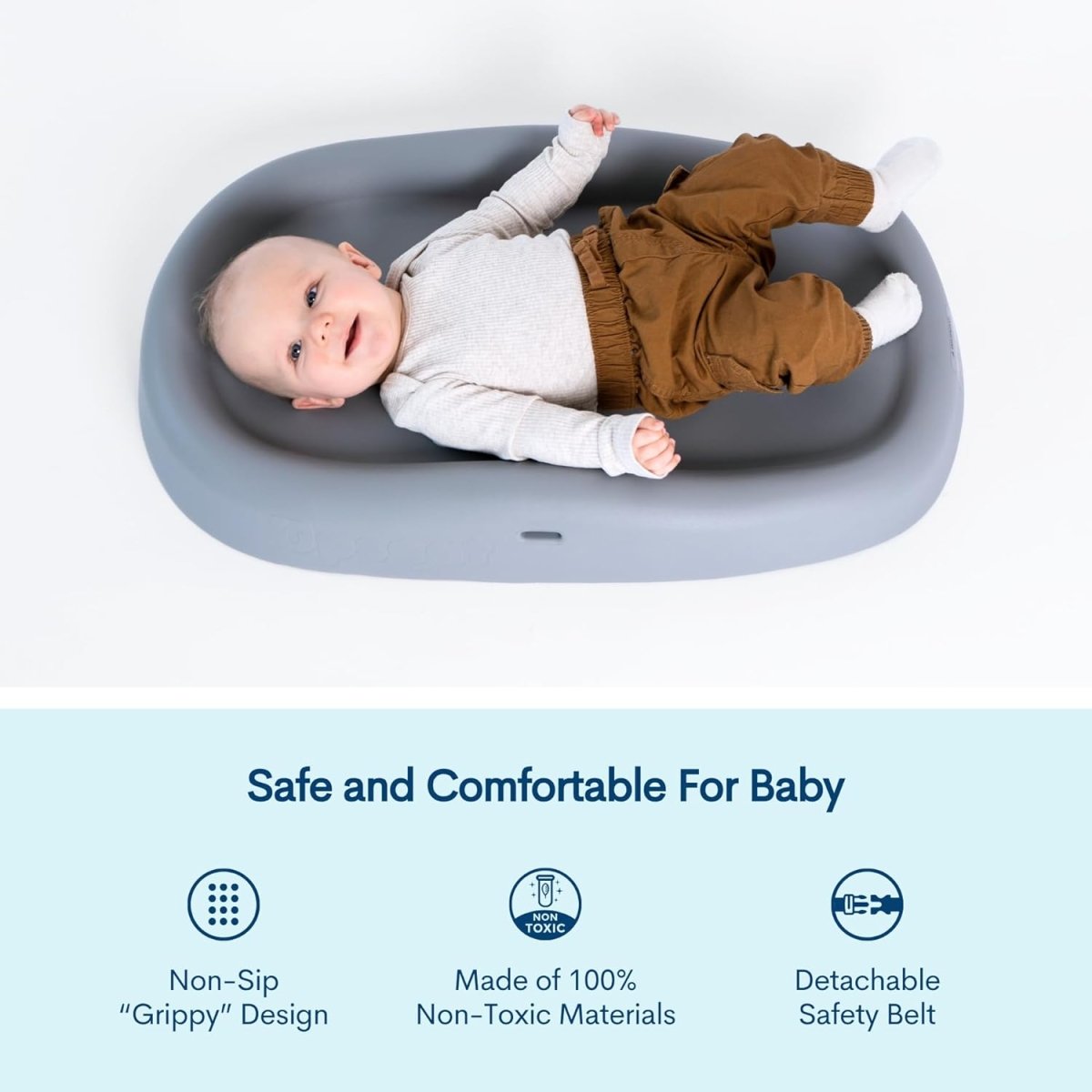 Upseat Baby Changing Pad, Non - Slip Grippy Design, Premium Cushioned Foam, Contoured for Comfort, Waterproof and Easy - to - Clean, Liquid - Resistant, Made in Canada (Coconut) - LittleTreasures