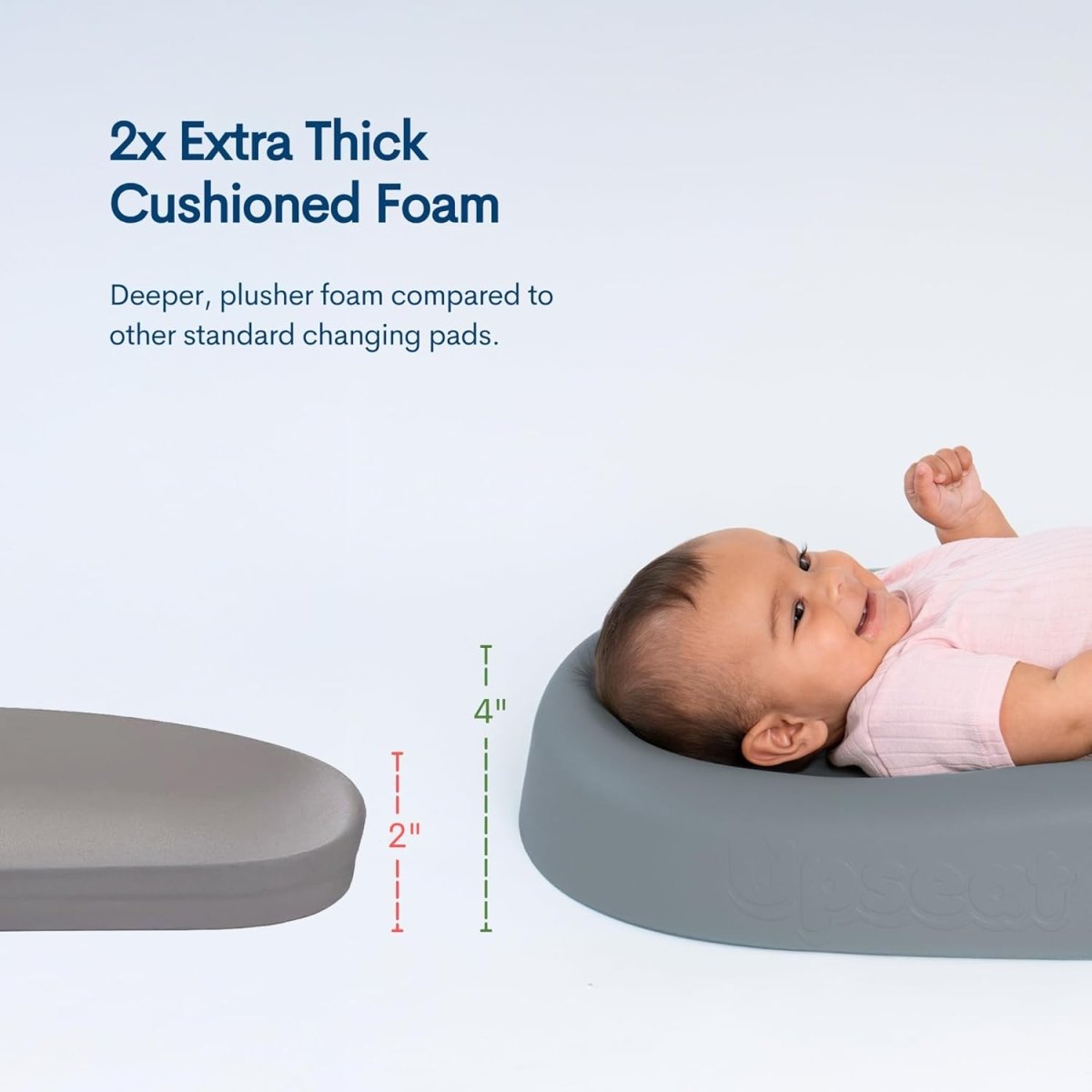 Upseat Baby Changing Pad, Non - Slip Grippy Design, Premium Cushioned Foam, Contoured for Comfort, Waterproof and Easy - to - Clean, Liquid - Resistant, Made in Canada (Coconut) - LittleTreasures