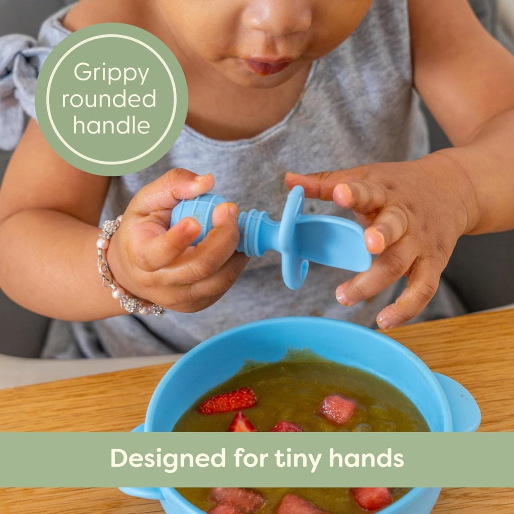 Upward Baby Silicone Self - Feeding Spoons for Toddlers, 3 Pack - LittleTreasures