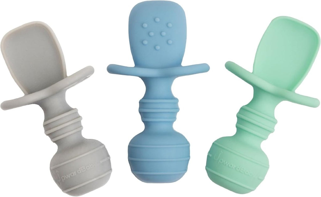 Upward Baby Silicone Self - Feeding Spoons for Toddlers, 3 Pack - LittleTreasures