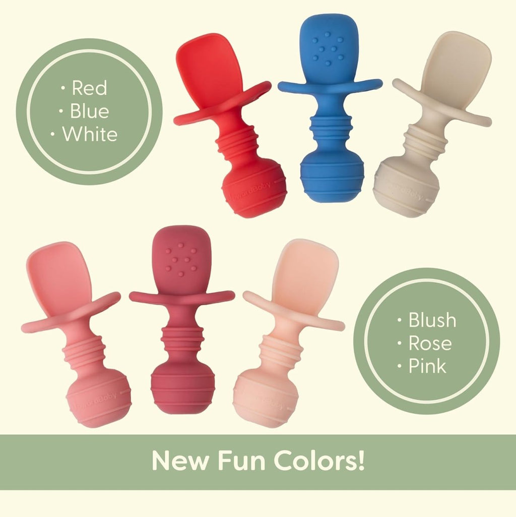 Upward Baby Silicone Self - Feeding Spoons for Toddlers, 3 Pack - LittleTreasures