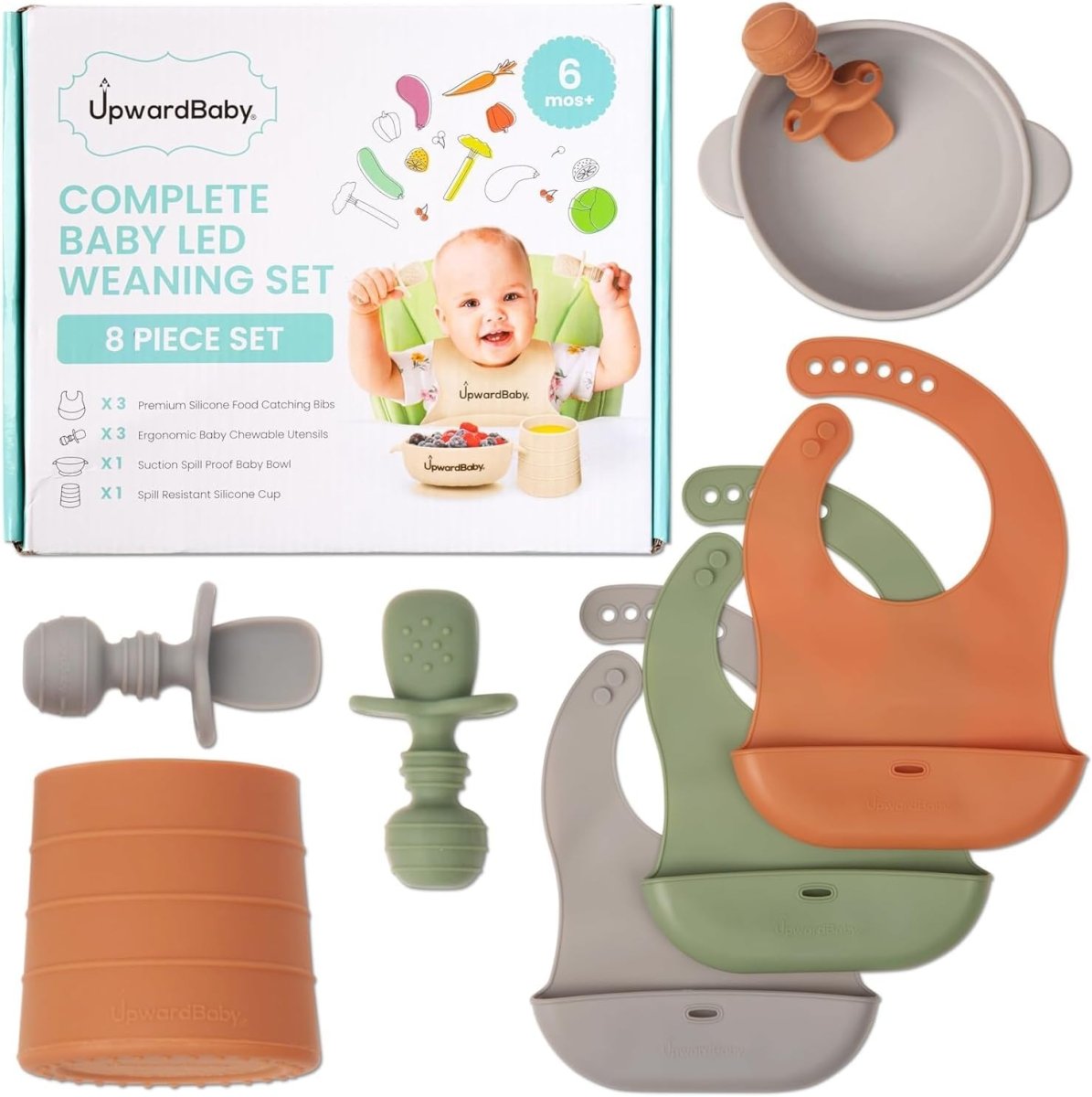 UpwardBaby Silicone Feeding Set: Suction Bowl & Spill - Proof Cup - LittleTreasures