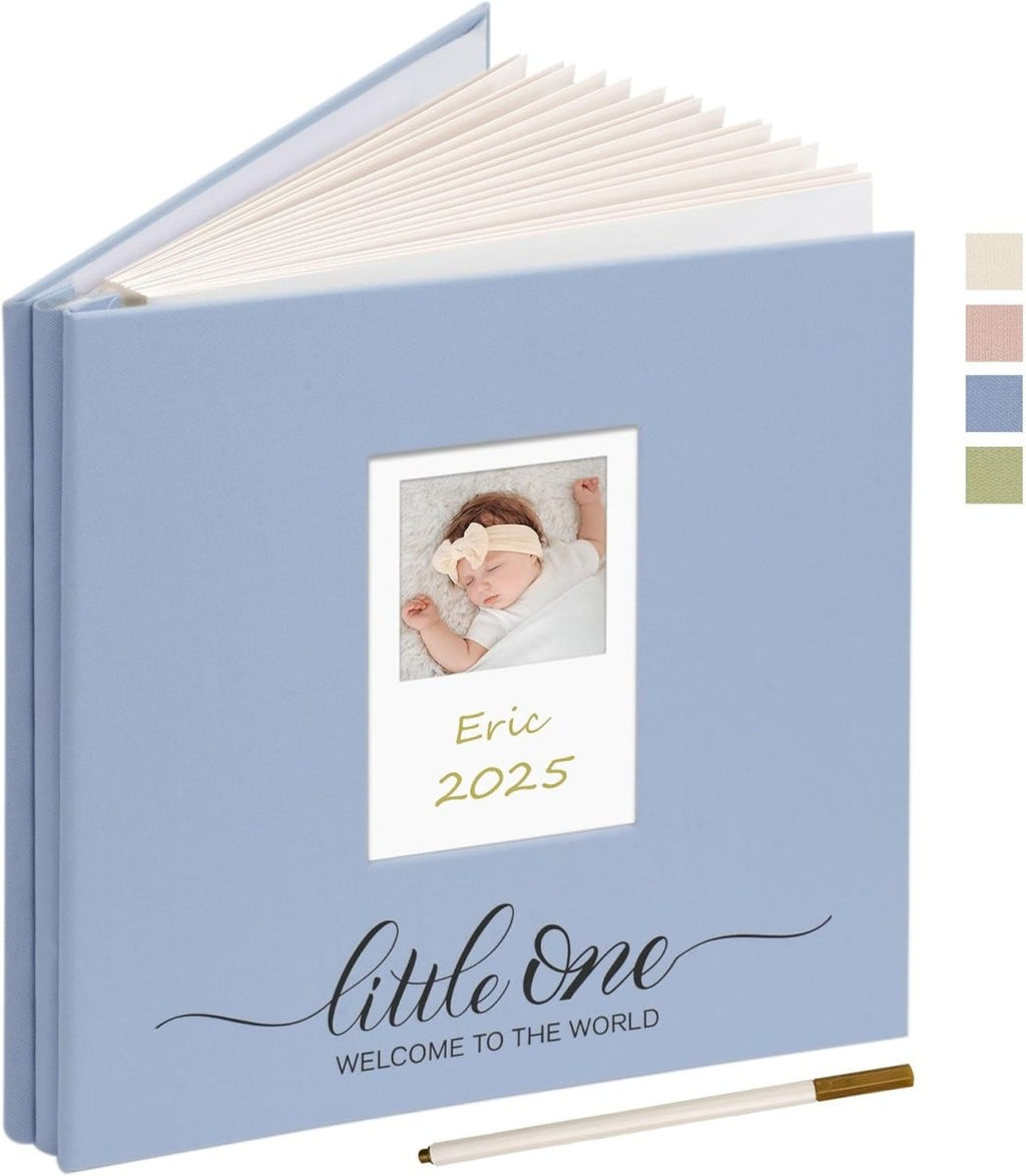 Vienrose Self Adhesive Photo Album 4x6 with Window Baby Memory Book Linen Cover with PVC Cover Photo Sleeve & 2 Decorative Cards DIY Scrapbook for Newborn, Baby Shower 20 Sheets 40 Pages Beige - LittleTreasures