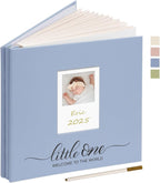 Vienrose Self Adhesive Photo Album 4x6 with Window Baby Memory Book Linen Cover with PVC Cover Photo Sleeve & 2 Decorative Cards DIY Scrapbook for Newborn, Baby Shower 20 Sheets 40 Pages Beige - LittleTreasures