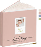 Vienrose Self Adhesive Photo Album 4x6 with Window Baby Memory Book Linen Cover with PVC Cover Photo Sleeve & 2 Decorative Cards DIY Scrapbook for Newborn, Baby Shower 20 Sheets 40 Pages Beige - LittleTreasures