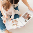 Vienrose Self Adhesive Photo Album 4x6 with Window Baby Memory Book Linen Cover with PVC Cover Photo Sleeve & 2 Decorative Cards DIY Scrapbook for Newborn, Baby Shower 20 Sheets 40 Pages Beige - LittleTreasures