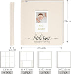 Vienrose Self Adhesive Photo Album 4x6 with Window Baby Memory Book Linen Cover with PVC Cover Photo Sleeve & 2 Decorative Cards DIY Scrapbook for Newborn, Baby Shower 20 Sheets 40 Pages Beige - LittleTreasures