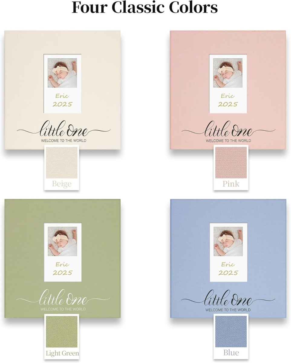 Vienrose Self Adhesive Photo Album 4x6 with Window Baby Memory Book Linen Cover with PVC Cover Photo Sleeve & 2 Decorative Cards DIY Scrapbook for Newborn, Baby Shower 20 Sheets 40 Pages Beige - LittleTreasures