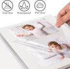 Vienrose Self Adhesive Photo Album 4x6 with Window Baby Memory Book Linen Cover with PVC Cover Photo Sleeve & 2 Decorative Cards DIY Scrapbook for Newborn, Baby Shower 20 Sheets 40 Pages Beige - LittleTreasures