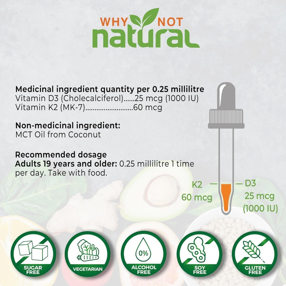 Vitamin D3 K2 (MK - 7) Liquid Drops, 1000 IU of sublingual D3 with Coconut MCT Oil, for Strong Bones and Teeth, Heart and Immune Support - Unflavored - LittleTreasures